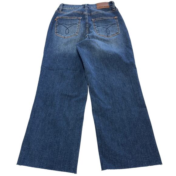 Judy Blue Jeans Womens 0/24 Blue Saturday Vibes High Rise Embroidered Wide Crop - Picture 4 of 10